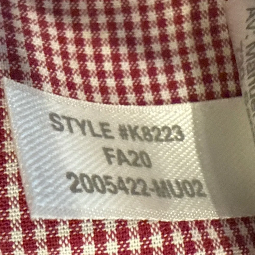 J.Crew Flex Washed Men's Large Slim Fit Red White Gingham Shirt L/S Work Preppy
